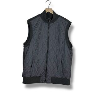 Polo Ralph Lauren Mens Reversible Quilted Hybrid Vest Gray Black XL Full Zip